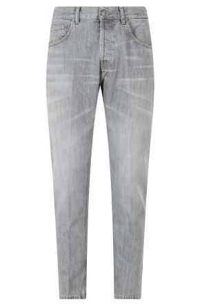 Dondup Gray 5-Pocket Covered-Placket Cotton Straight-Leg Jeans