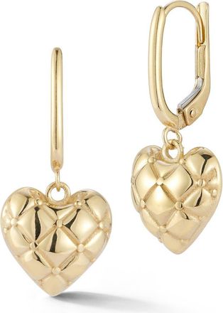 Ember Fine Jewelry Textured Heart Huggie Hoop Earrings in Gold at Nordstrom Rack