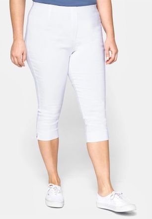 Sheego 3/4-Hose SHEEGO, Damen, Gr. 42, Normalgr&ouml;ssen, weiss (wei&szlig;), 70% Viskose, 25% Polyamid, 5% Elasthan, unifarben, Hosen 3/4-Hose