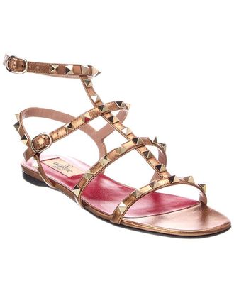 Valentino Rockstud Caged Leather Ankle Strap Sandal