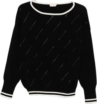 Liu Jo Diagonal Perforated Knit Sweater