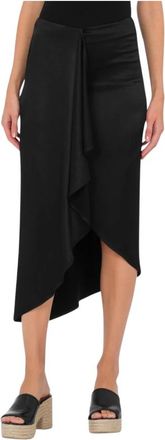 Moschino Zwarte rok met voorplooi - Dames - Midirokken - Zwart - L - Rokken