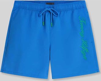 Tommy Hilfiger Regular Fit Badeshorts mit Label-Stitching in Royal, Gr&ouml;&szlig;e XXL