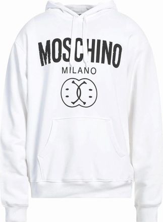 Moschino Mens Moschino Milano Double Smiley White Hoodie - Size: 42