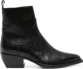 Golden Goose snakeskin-effect leather ankle boots - women - Calf Leather/Calf Leather/Calf Leather - 38 - Black