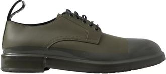 Dolce & Gabbana Green Leather Rubber Sole Dress Mens Shoes