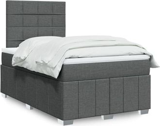 vidaXL Cama Box Spring Con Colch&oacute;n Tela Gris Oscuro 120x190 Cm Vidaxl