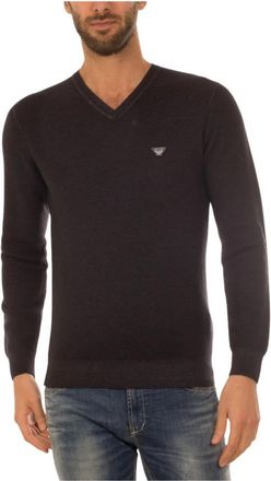 Armani Jeans Gezellige Gebreide Trui - Heren - V-hals truien - Zwart - M - Truien & Vesten