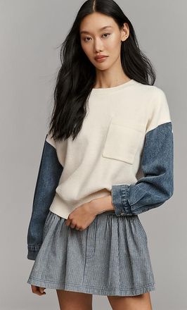 Grey Lab Denim Mixed Pullover Sweater