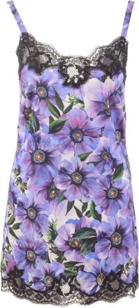 Dolce & Gabbana Kleedjes, Dames, Veelkleurig, XL, Flowers Lingerie Jurk