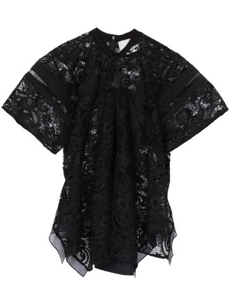 3.1 Phillip Lim lace-panel top - women - Polyester - M - Black