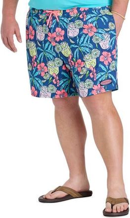 Vineyard Vines Big & Tall Printed Chappy Swim Trunks V2 in Moonshine at Nordstrom, Size 2X Big