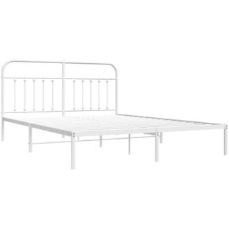 vidaXL Metal Bed Frame without Mattress with Headboard White 183x213cm Vidaxl
