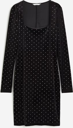 H&M Bodycon-Kleid mit eckigem Ausschnitt - Schwarz