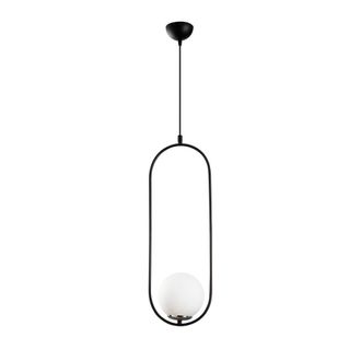 Wonderlamp L&aacute;mpara de techo negro y tulipa de cristal opal
