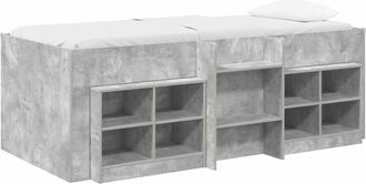 vidaXL Marco De Cama Loft Con Armario Con Estante 3 Uds. Gris Hormig&oacute;n Vidaxl