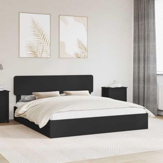 vidaXL vidaXL Letto con Contenitore Nero 200 x 200 cm Legno multistrato