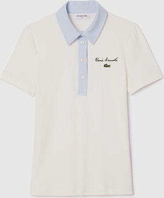 Lacoste Womens Regular-Fit Linen Shirt in Cream Cotton - Size 10 UK