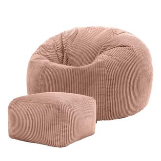 Icon Brand Puf con reposapi&eacute;s cuadrado de pana rosa