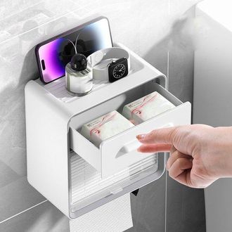 OEM Soporte De Papel Higi&eacute;nico De Pared Con Almacenamiento De Doble Nivel, Organizador De Papel Higi&eacute;nico Visible Sin Necesidad De Taladrar Ba&ntilde;o Aseo