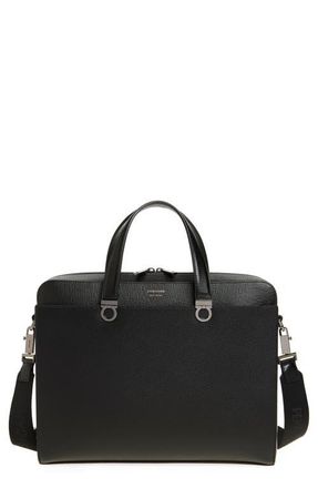 Ferragamo Trading Gancio Leather Briefcase in Nero at Nordstrom