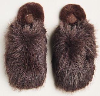 Maeve Fuzzy Faux Fur Slippers