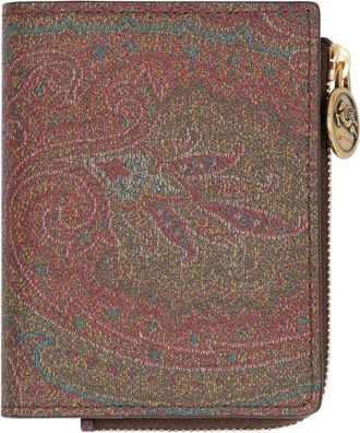 Etro Paisley Print Portemonnee met Rits - Dames - Portefeuilles - Bruin - ONE Size - Katoen - Accessoires