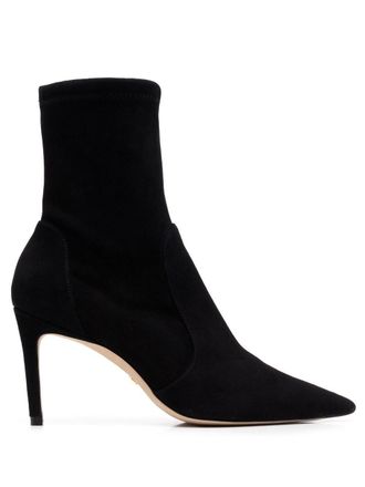 Stuart Weitzman Stuart 85mm ankle boots - women - Calf Suede/Calf Leather/Fabric/Calf Leather - 39 - Black