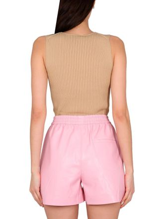 Nanushka Ribbed V-Neck Top - Beige