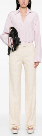 Etro Etro Womens Checked Trousers - Cream Linen - Size EU 48 (Womens)