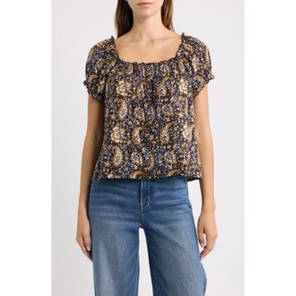 Madewell Paisley Cotton Top in Molasses at Nordstrom, Size Xx-Small