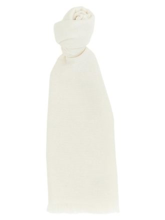 Brunello Cucinelli White Diamante Solid Scarf