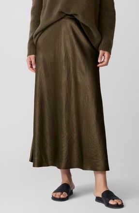 Eileen Fisher Crinkle Satin Bias Skirt in Serpentine at Nordstrom Rack, Size Medium P