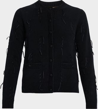 Lafayette 148 New York Ribbon-Embellished Cashmere Cardigan