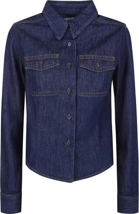 Dries Van Noten Denim Overhemd met Dubbele Borstzakken - Dames - Spijkeroverhemden - Blauw - M - Denim - Overhemden