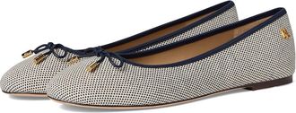 Lauren Ralph Lauren Jayna Cross-Dyed Canvas Flats Womens Slip on Shoes Natural/Refined Navy/Refined Navy : 8.5 B - Medium, Cotton