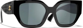 Chanel Butterfly Zonnebril - Dames - Accessoires - Zwart - Maat: 54 MM