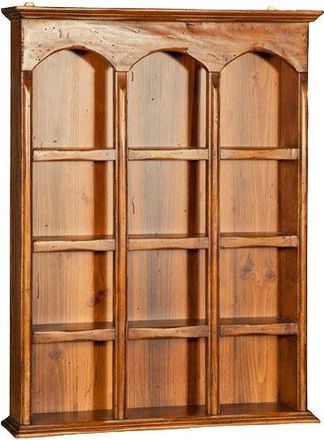 Biscottini International Vitrina Colgante De Estilo Country De Madera Maciza De Tilo Acabado Con Efecto Nogal 54x12x72 Cm