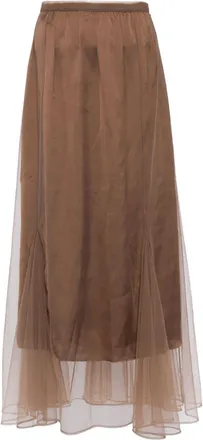 JNBY tulle maxi skirt - women - Polyester/Polyamide - M - Brown