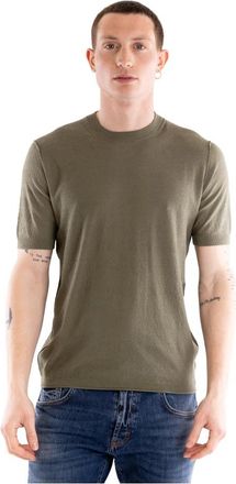 Paolo Pecora T-shirt met ronde hals - Heren - T-shirts - Groen - M - Katoen - Tops