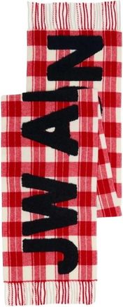 J.W.Anderson Ruitjes Logo Sjaal - Dames - Wintersjaals - Rood - ONE Size - Wol - Accessoires
