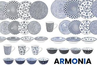 Ibili Vajilla Porcelana Armonia Azul - 12 Pz