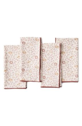 Coyuchi Set of 4 Organic Cotton Print Percale Napkins in Praline Meadow at Nordstrom