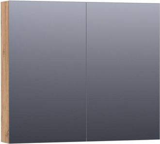 Marcel Breuer Impress Deluxe spiegelkast - 80x70x15cm - interne en externe verlichting - 2 dubbelzijdige spiegeldeuren - Chateau