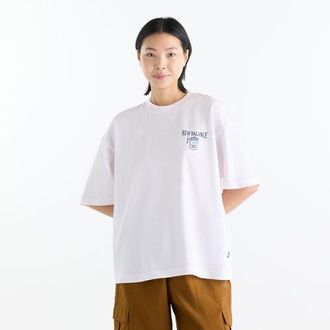 New Balance Mujer Grab a Bite London Oversized T-Shirt en Rosa, Algod&oacute;n, Talla 2XL