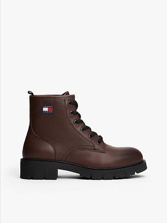 Tommy Hilfiger Leather Cleat Lace-Up Ankle Boots