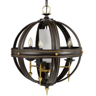 Loops 4 Bulb Chandelier Hanging Pendant LIght Orb Gold LED E14 40W Bulb