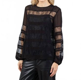 Marella Piquet Lace Band Blouse In Black