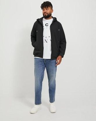 Jack & Jones Plus Size Softshelljacke JJEBASIC mit Kapuze und wasserabweisendem Stoff, Gr. 5XL, schwarz, Softshell, Obermaterial: 100% Polyester, JACK & JONES PLUSSIZE, unif
