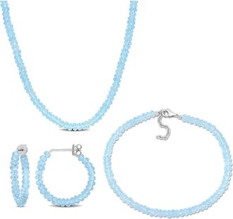 Delmar Beaded Blue Topaz Hoop Earrings, Bracelet & Necklace Set at Nordstrom Rack
